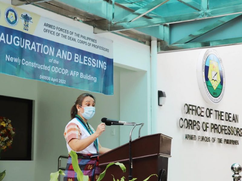 Deputy Speaker Loren Legarda at the Inauguration of the Office of the Dean, Corps of Professors at Camp Aguinaldo last April 04, 2022